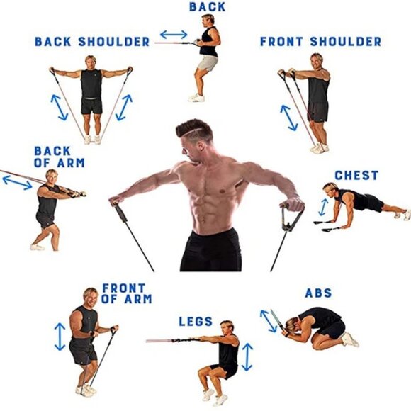 NEW Resistance Training Bands 11 Piece Set Home Workout Physical Therapy Yoga Pi - Picture 6 of 16